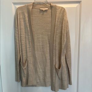 LOFT Women's Beige Cardigan Sweater Med